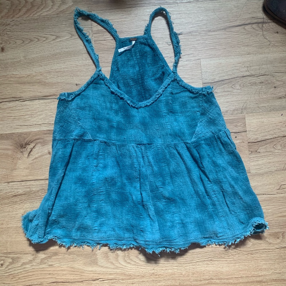 FREEPEOPLE Blue tie-dye boho tank